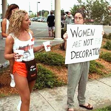Fat, Sloppy, Ugly Feminist Tries Picketing Hooters - Meets with Laughter and well-deserved derision