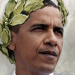 Emperor Obama wearing laurel wreath