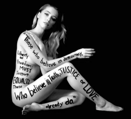 Amber Heard Naked For Equality - A beautiful sentiment but not predicated upon accepted reality