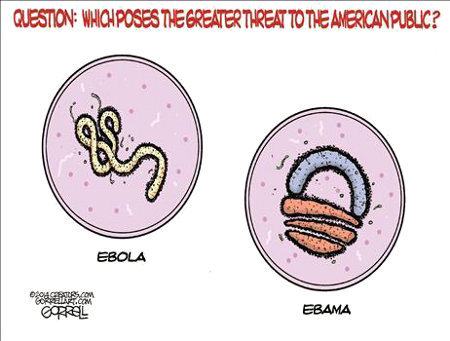 Which is the more dangerous virus, Ebola or Obama?