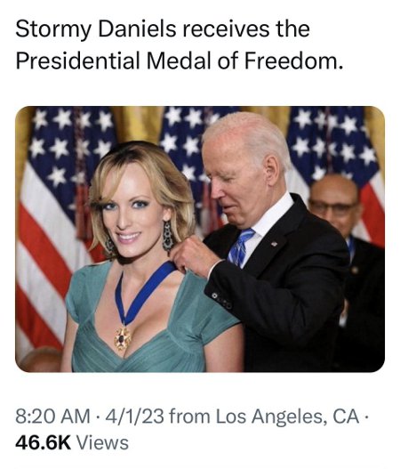 Biden Awards Stormy Prsidential Medal of Freedom