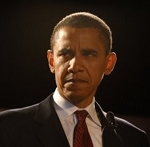 President Barack Obama looking angry and spiteful