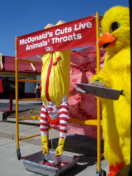 PETA vermin in chicken suits bleeds out murdered Ronald McDonald