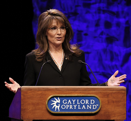 Sarah Palin Speaking at the Tea Party convention.