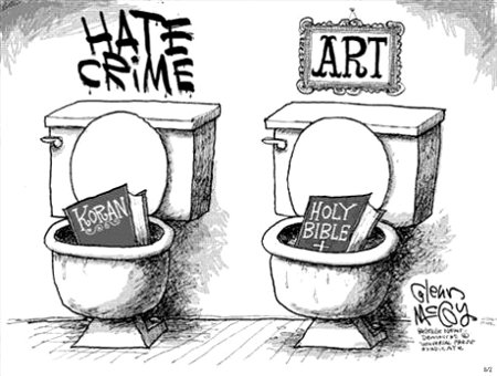 Art vs. Hate Crime - Oikophobia, Islamic Terrorism, and Christophobia combined in Evil