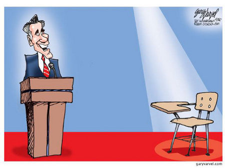 Romney-Obama Debate - Man vs. Empty School Desk