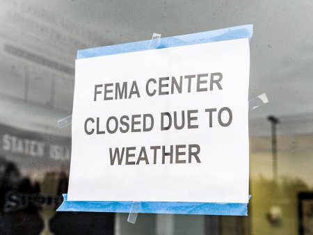 Fema Irony - NYC FEMA Station closed due to weather