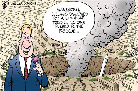 Washington DC destroyed by sinkhole - and not a single tear was shed by the American people