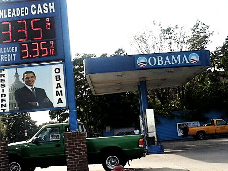 Obama filling station in Detroit, MI
