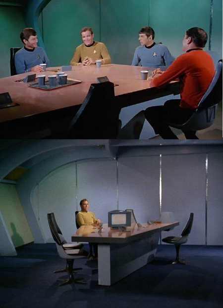 Kirk sits alone