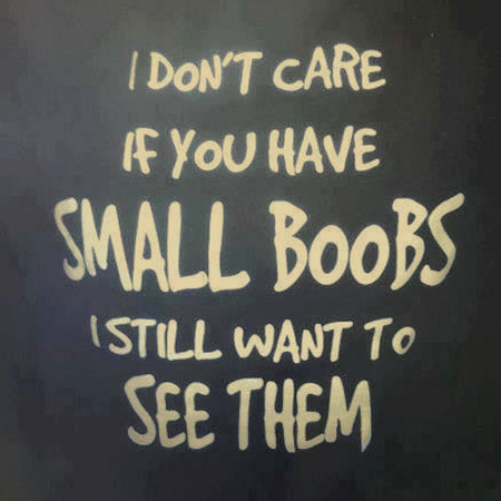 Men don't care if you've small boobs; we still want to see them