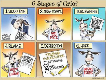 The 6 Stages Of Grief as expressed by Democrats